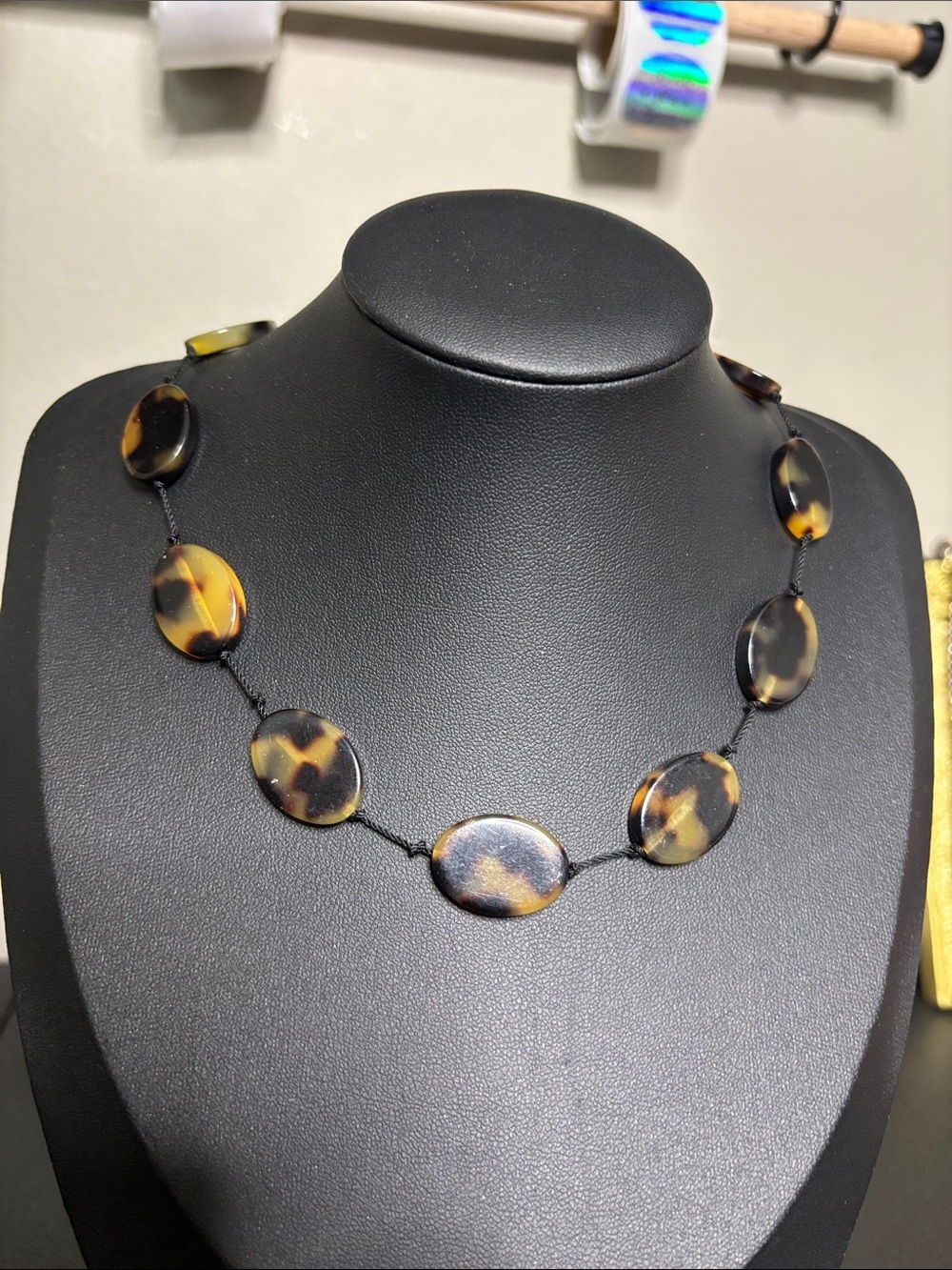 Nine West Tortoiseshell-Pattern Oval Bead Necklace - Brown & Black